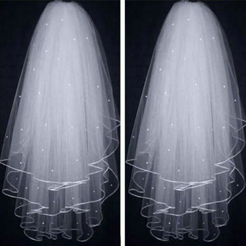 New 3t White/ Ivory Pearl Wedding Bridal Veil With Comb