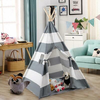 Portable Gray Teepee Tent Kids Playhouse Sleeping Dome Children Play House Us