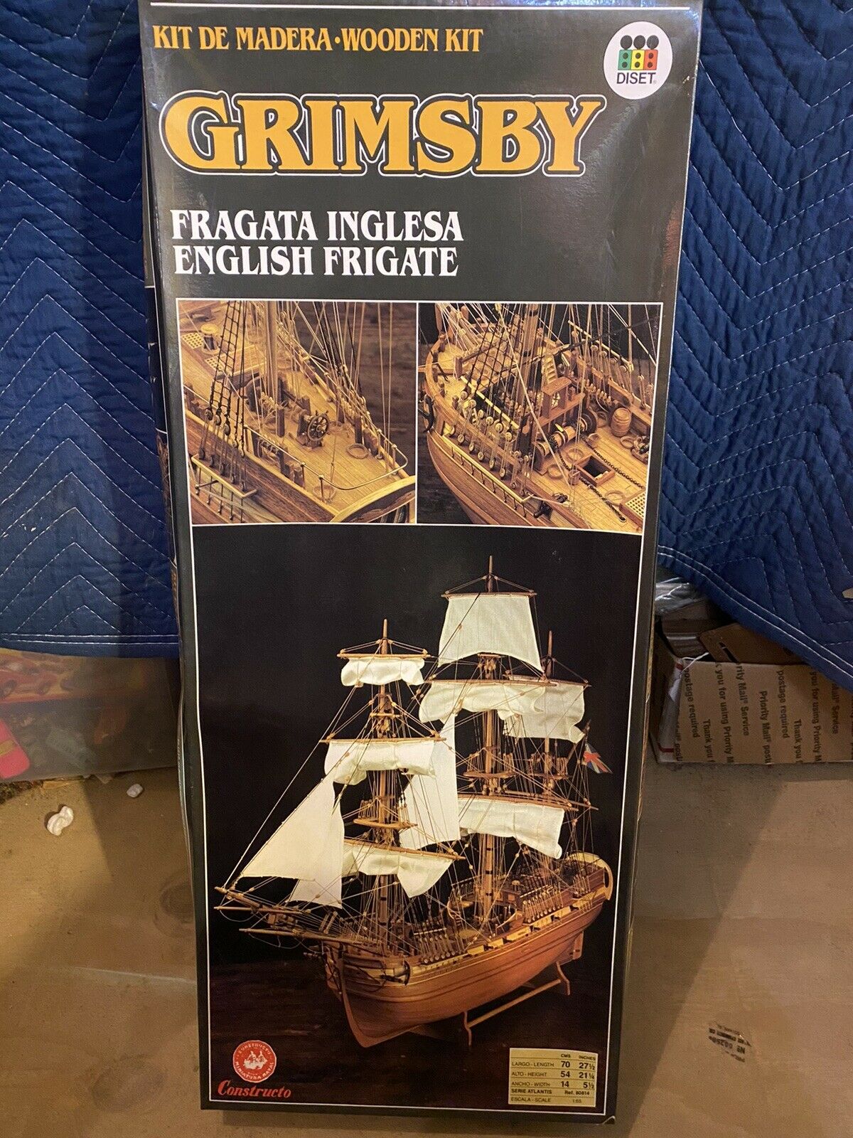 Vintage Constructo Wooden Model Kit GRIMSBY Diset Complete Box Instructions NIB