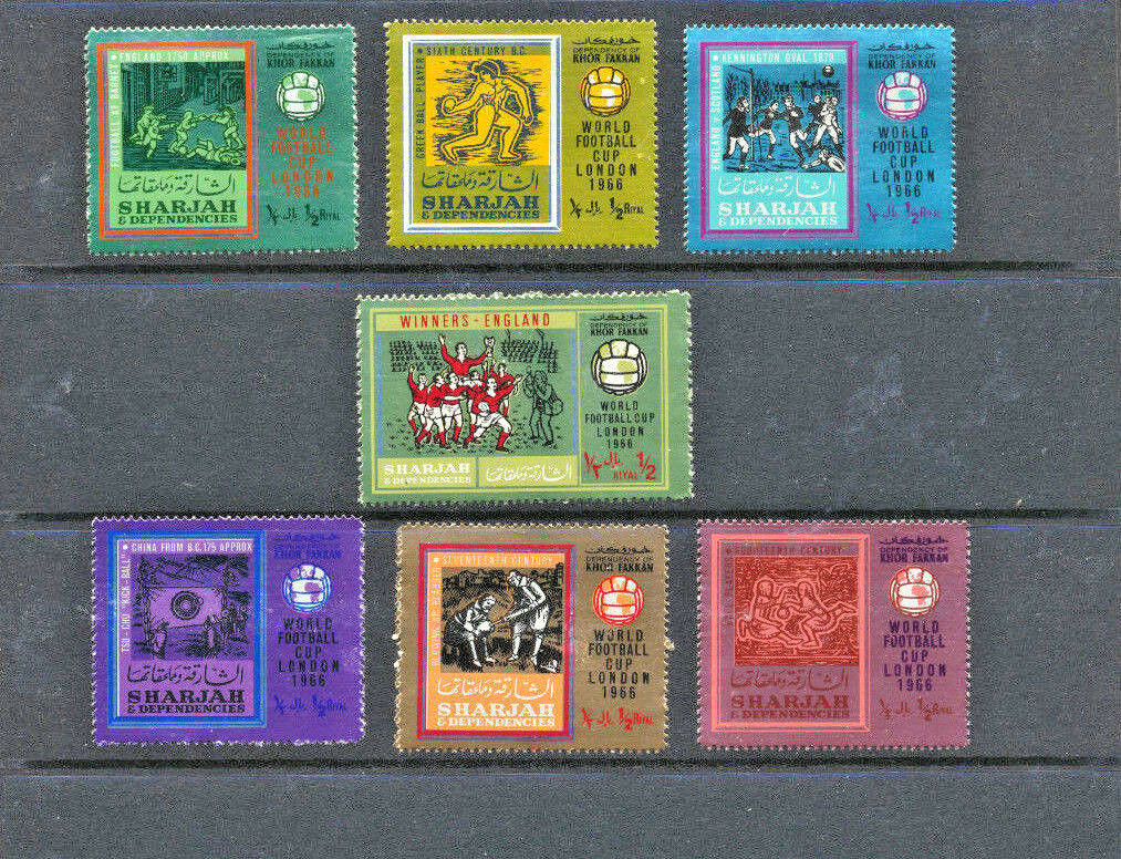 World Football Cup Soccer 1966 Khor Fakkan Foil Stamps  Mint NH Cplt Set of 7