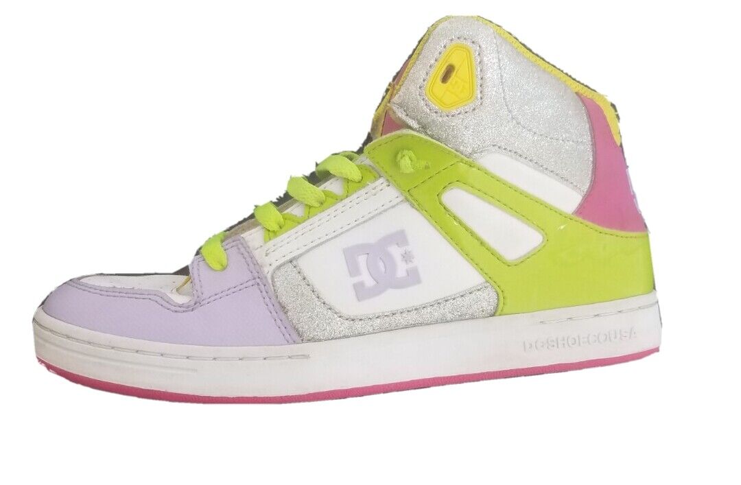 Dc Youth’s Rebound 302676b Multi Colored Hightop Skateboard Shoes Size 6