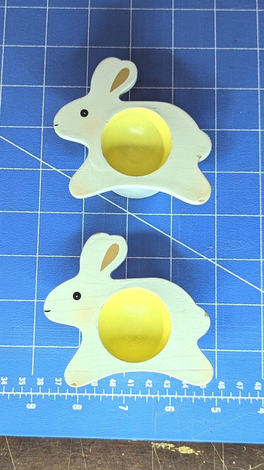 Vintage Wood Easter Bunny Rabbit 2 Eggcups Holder Cup Department 56 Egg Rest