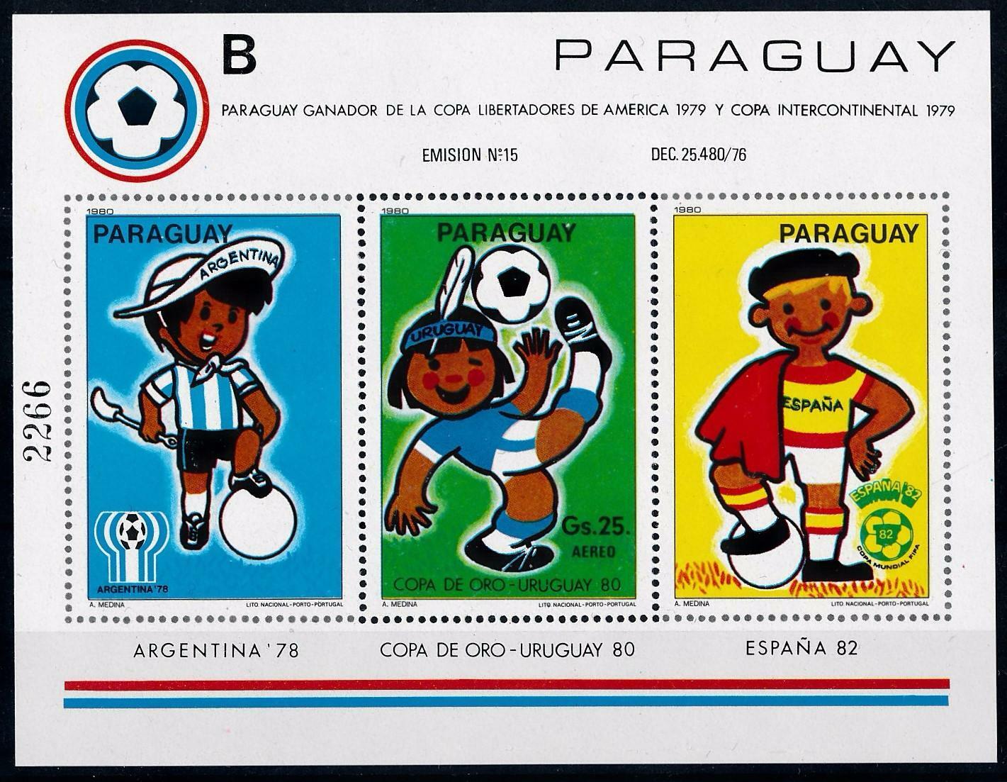 [69011] Paraguay 1980 World Cup Football Soccer B Sheet MNH