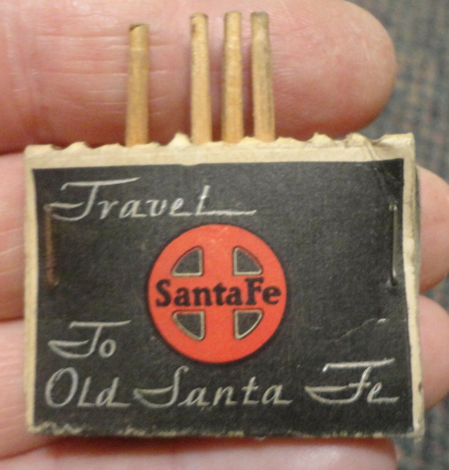 C1930 Santa Fe Railroad Pullquick Matchbook With Some Sticks