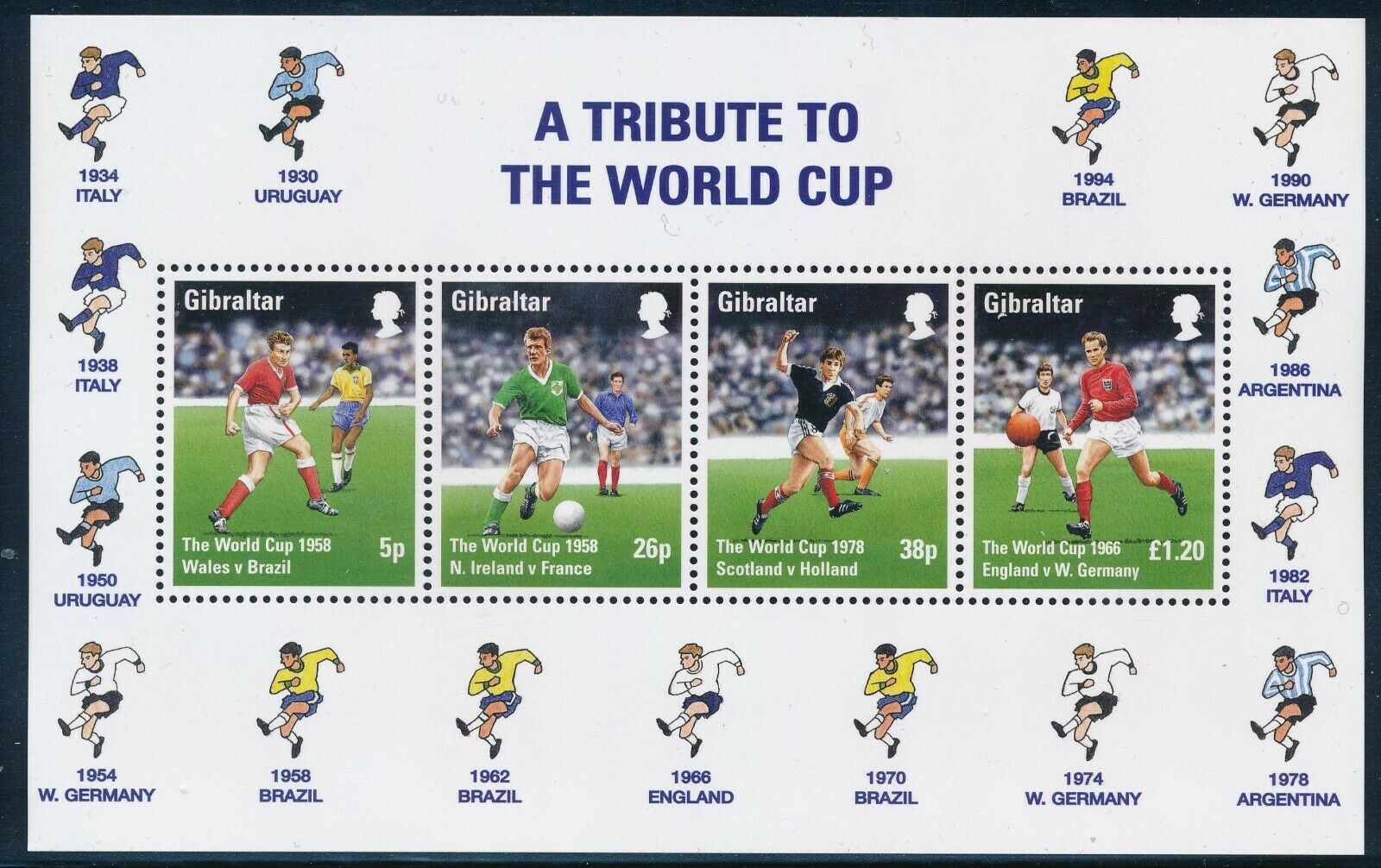 Gibraltar - Football Soccer Mnh Souvenir Sheet Sc #710a (1996)