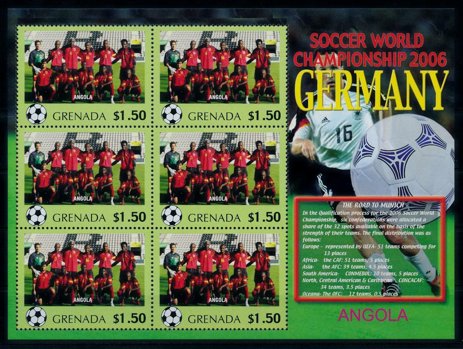 [95398] Grenada 2006 World Cup Football Germany team Angola Sheet MNH