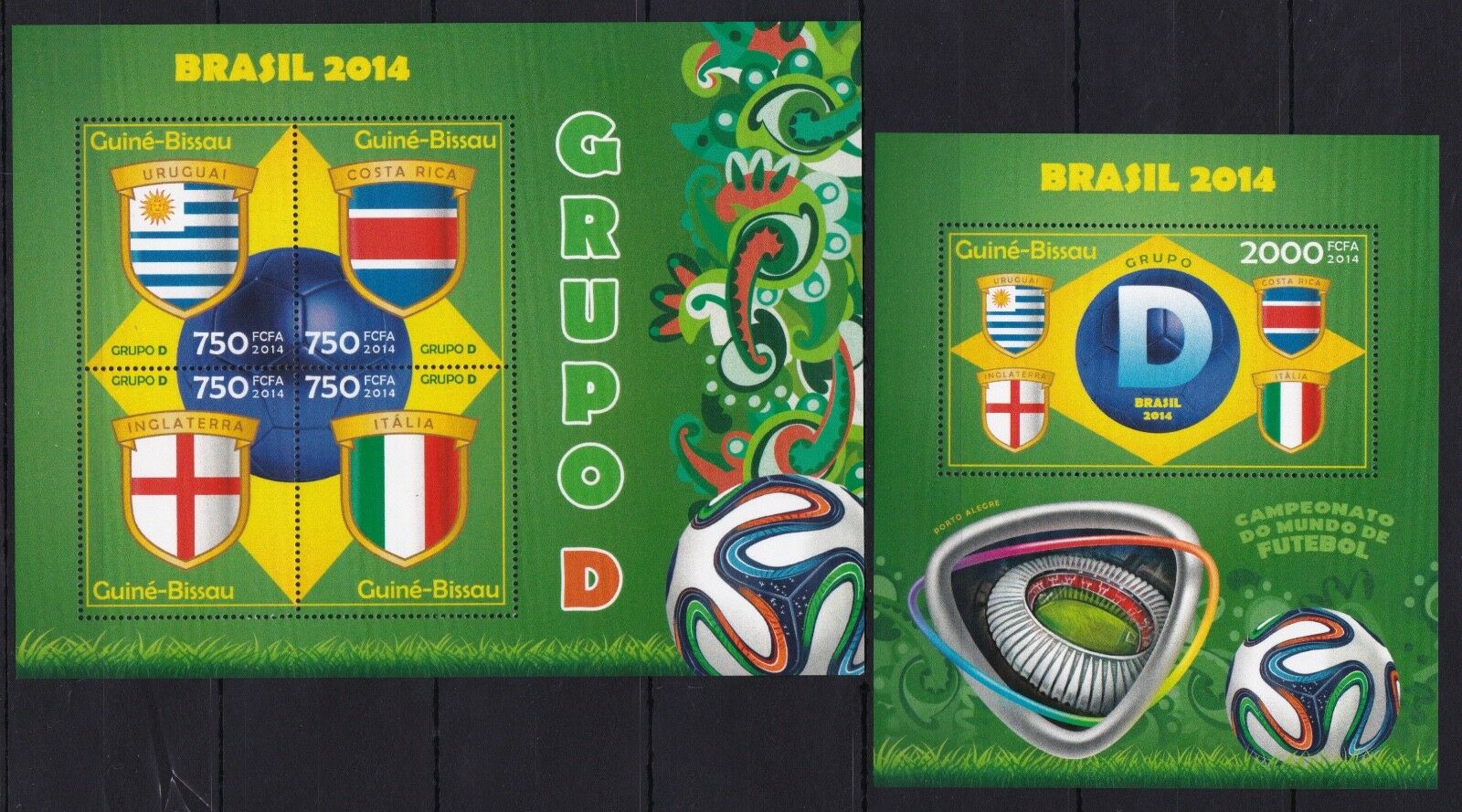 GuineaBissau 2014 World Cup Football Championship Brazil Group D Emblems MNH 2K