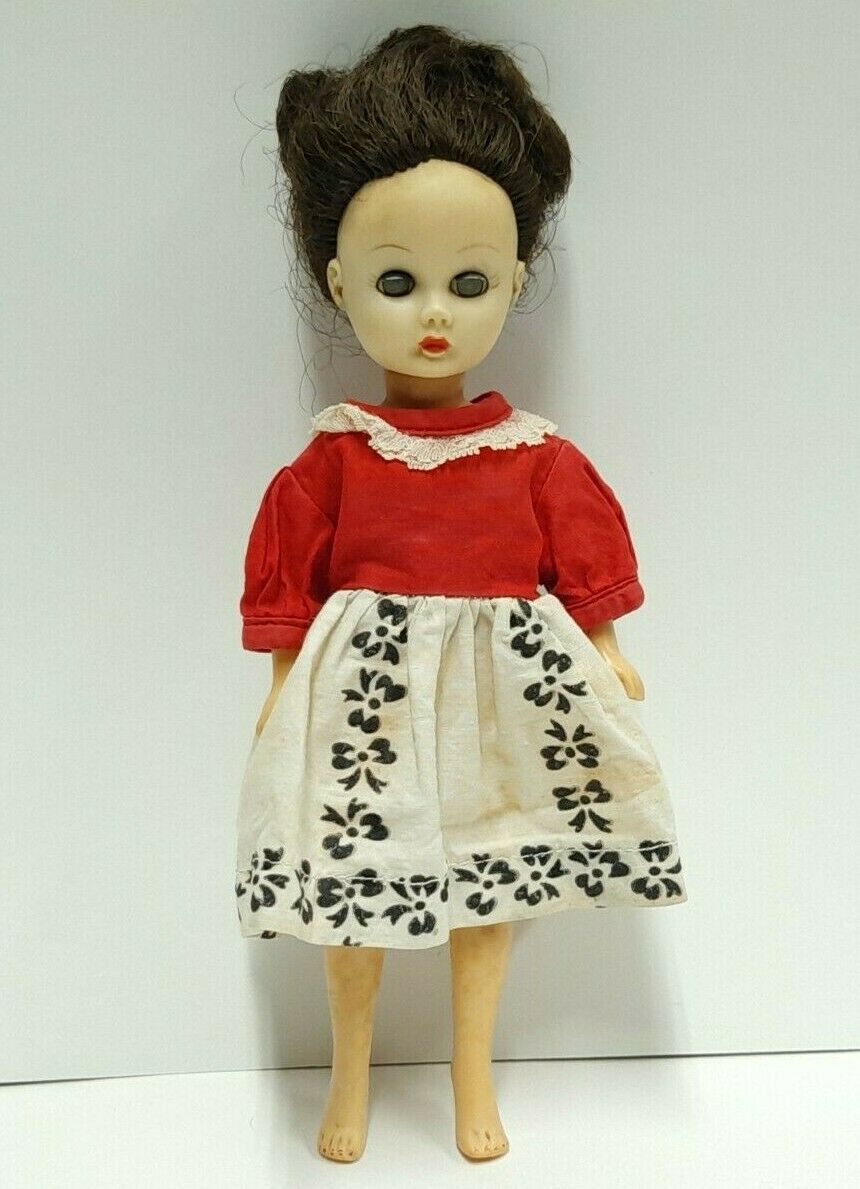 Vintage Brunette Little Miss Ginger w/ Sleep Eyes in Dress by Cosmopolitan Dolls
