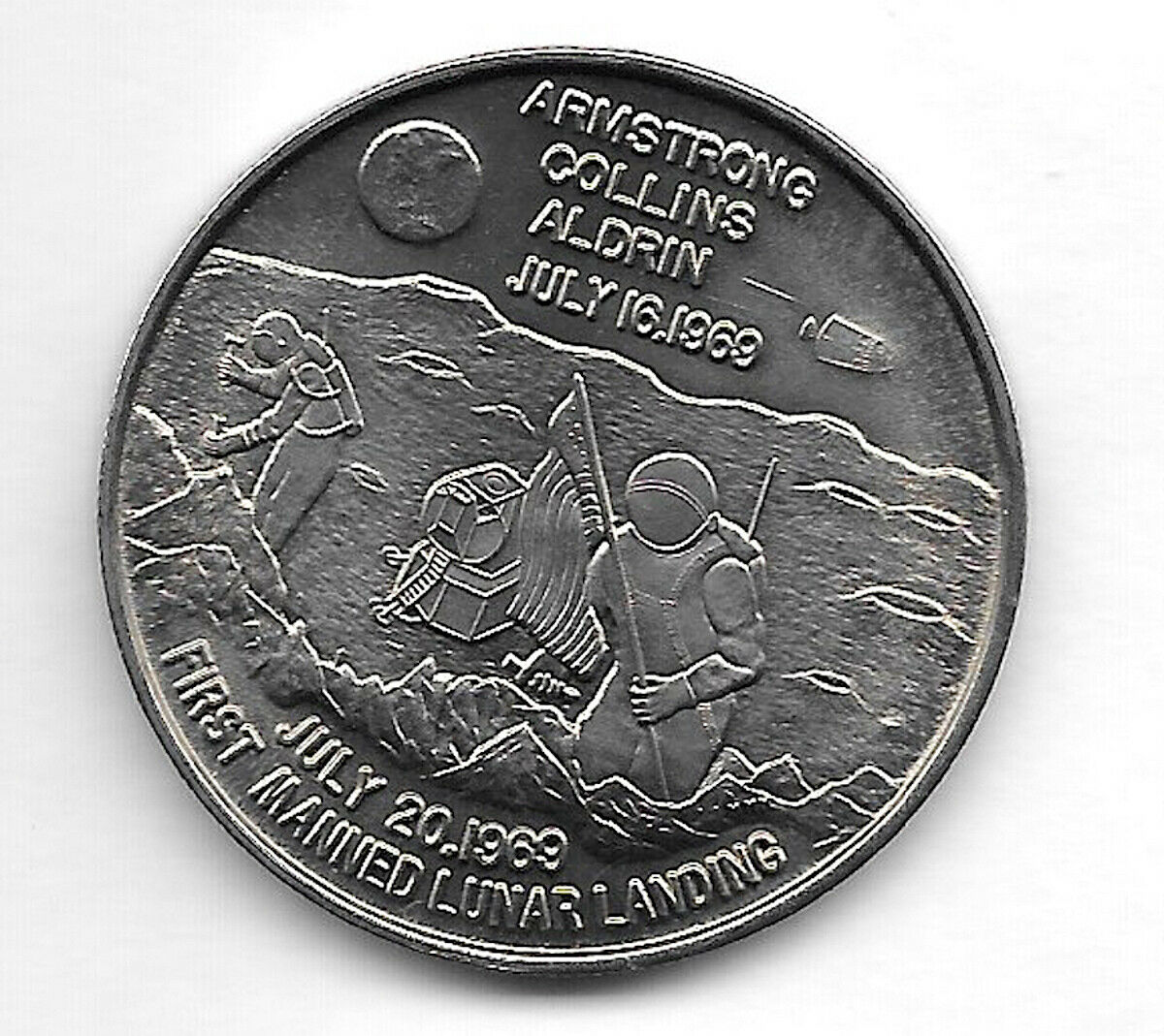 Nasa Apollo 11 "1st Manned Lunar Landing" 7-16-20,1969 Cupronickel Commemorative