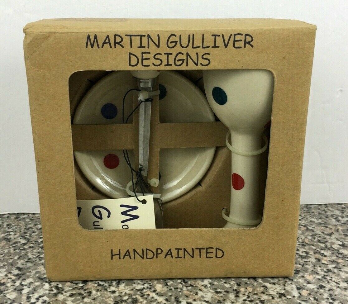 Martin Gulliver Designs Dots Ceramic Egg Cup & Spoon Set