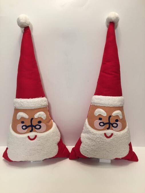 (2) 2022 Santa Embroidered Shaped Christmas Throw Pillow Target Nwt Wondershop