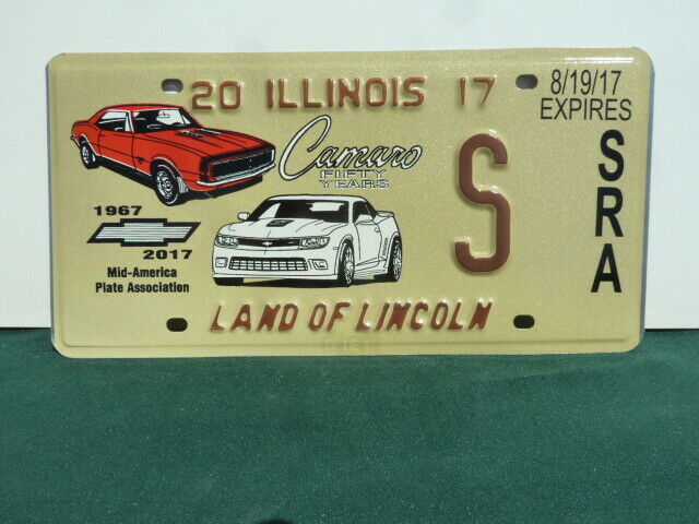Illinois Rare Camaro License Plate1967-2017 50yr Chevrolet Chevy Special Issue