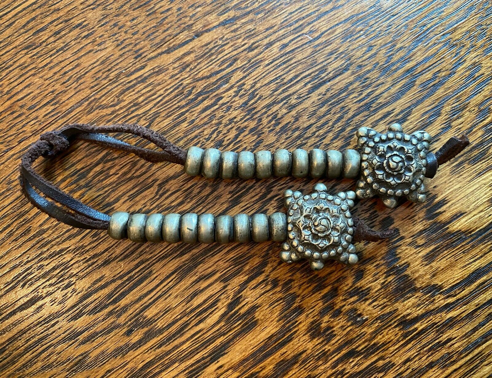 Antique Mala Counters • Dharma Wheel • Brass • Extra Large & Heavy • Very Unique