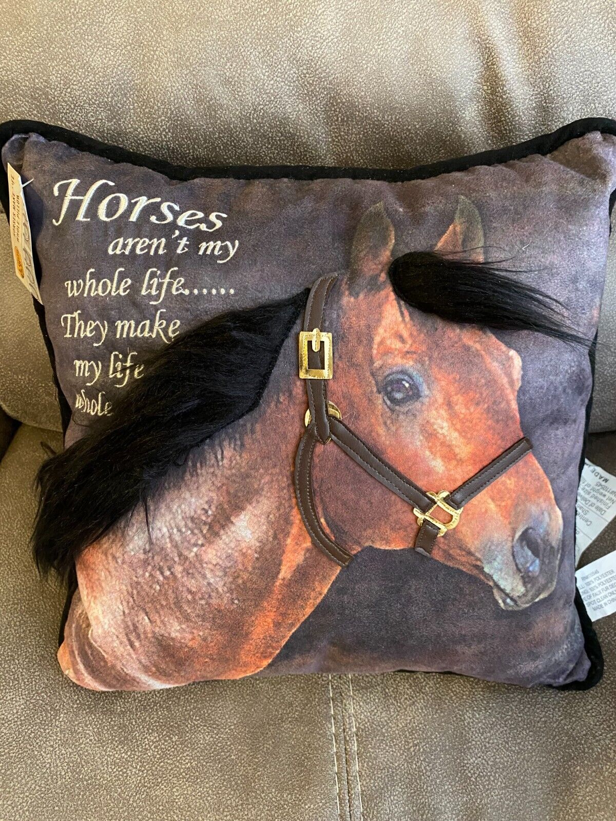 Cracker Barrel Fall Horse Pillow Horses make life whole Embroidered  Furry Mane