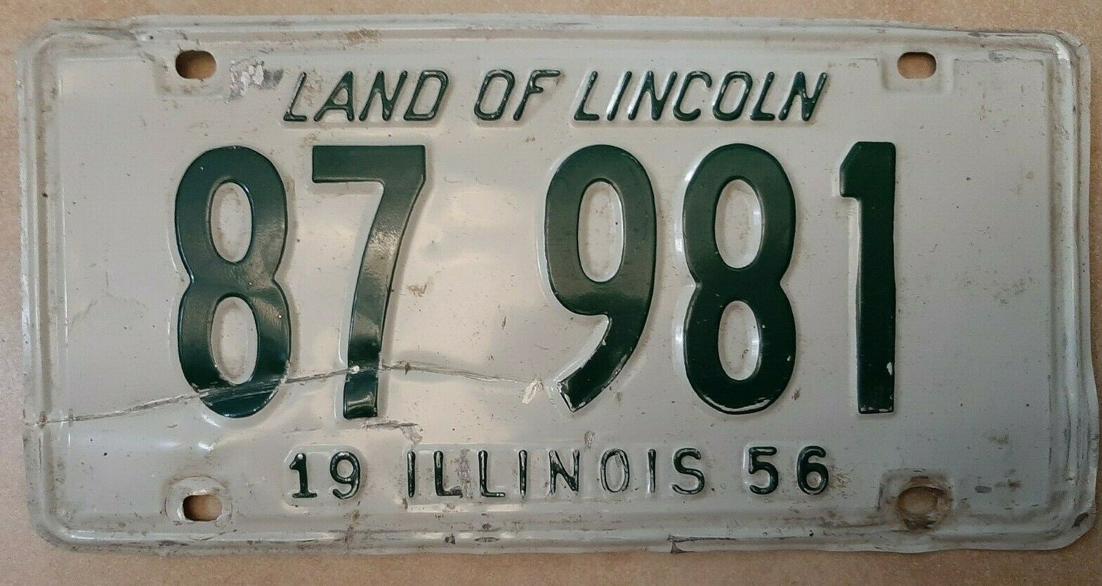 1956 Illinois Land Of Lincoln 87 981 License Plate