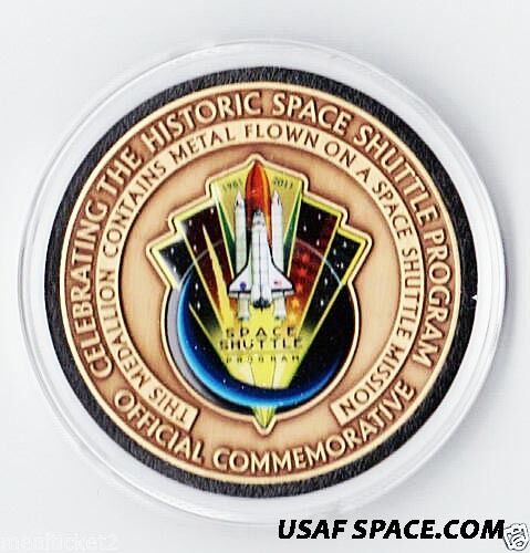 Space Shuttle Commemorative Nasa Coin-medallion Containing Flown Shuttle Metal