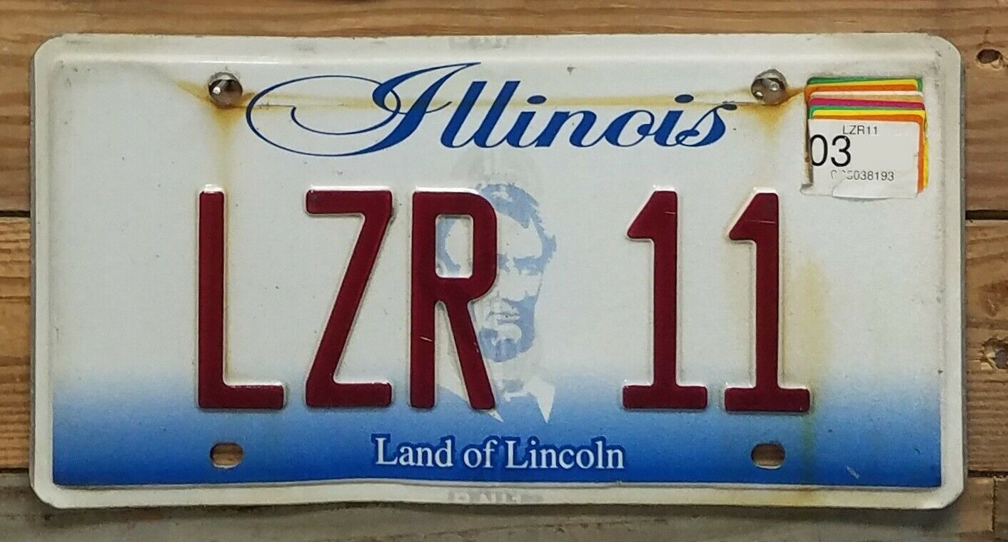Illinois expired 2003 Land of Lincoln Vanity License Plate ~ LZR 11 - Embossed