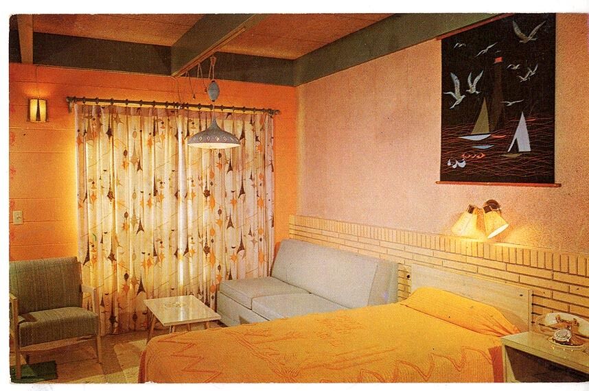 Vintage Kodachrome Postcard Midcentury Interior Of Pedro’s Motel South Carolina