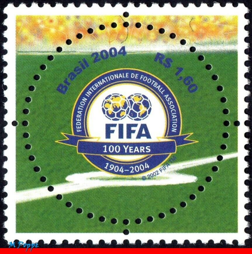 2924 BRAZIL 2004 FIFA CENT., SPORT, SOCCER FOOTBALL, ROUND STAMP, MI# 3357, MNH