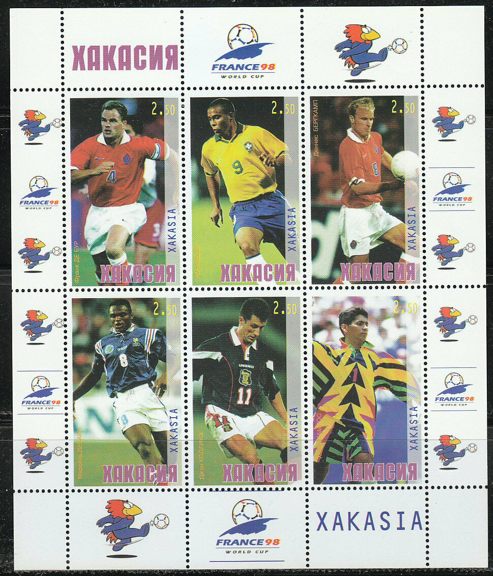 Souvenir Sheet Of 6 Mnh Stamps Famous Football Players Soccer France 1998 003
