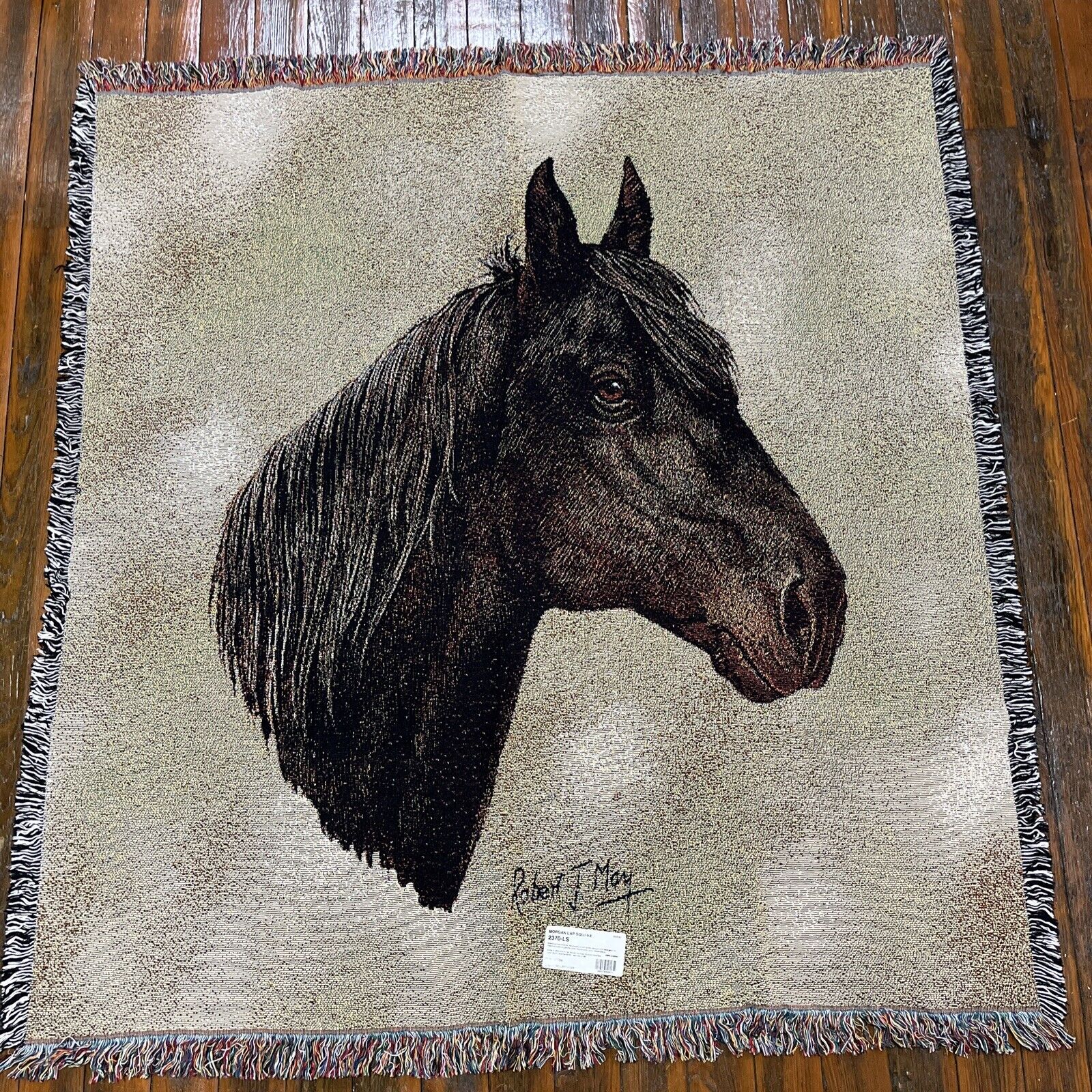 Morgan Horse Head Art Robert May Cotton Jacquard Woven Throw Lap Blanket New Nos