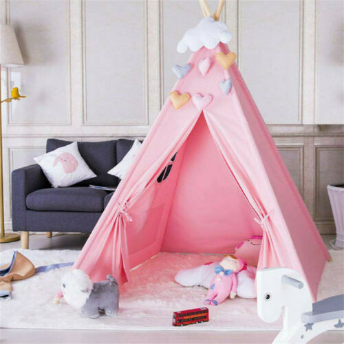 Kids Teepee Children Play Tent Playhouse Classic Indian Style Decoration Pink