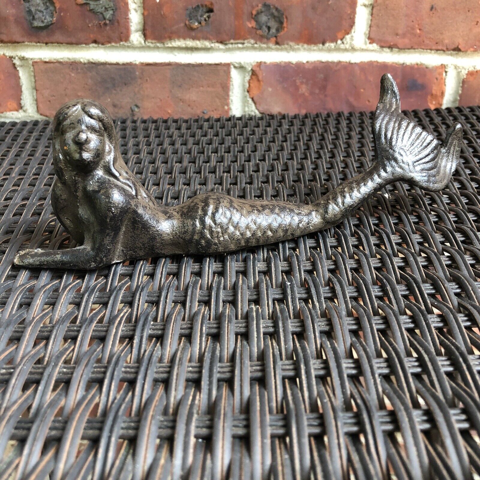 Cast Iron Laying Mermaid Figure Nautical Decor Statue Paperweight