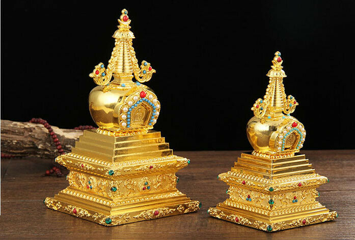 17cm Tibetan Buddhism Shakyamuni Eight Treasures Relics Tathagata Stupa Pagoda