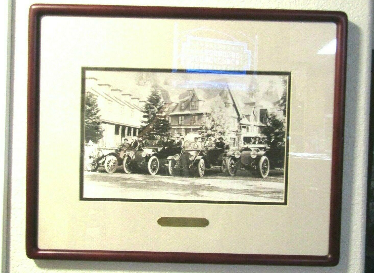 1911 Tahoe Tavern Lodge Old Cars Winter Real Framed & Matted Photo Rare