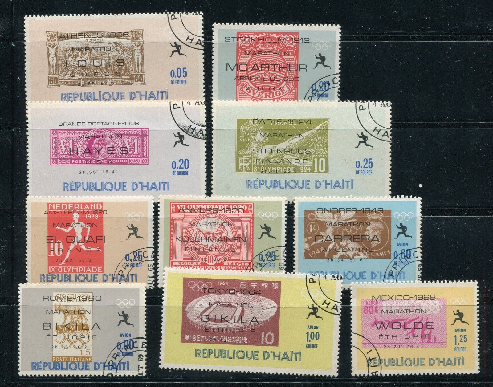 Haiti 14 Stamps From 616 Olympic Games Series.  High Values and Imperfs! Used