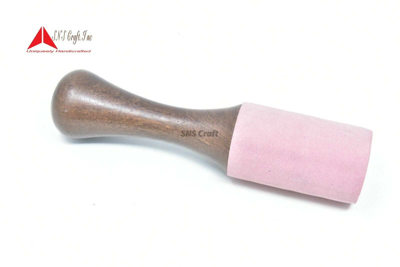 Pink Leather-wrapped Singing Bowl Striker, 7 X 2 Inches, Singing Bowl Mallet,