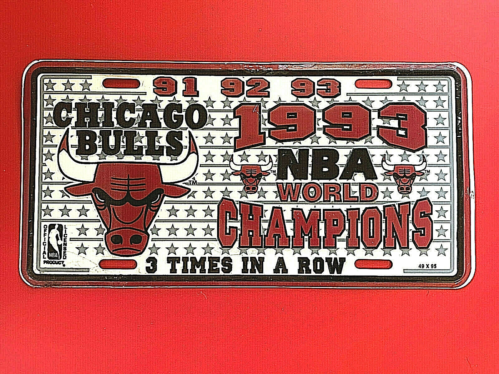 Basketball Chicago Bulls 1993 Nba World Champions License Plate Vanity 3x #13