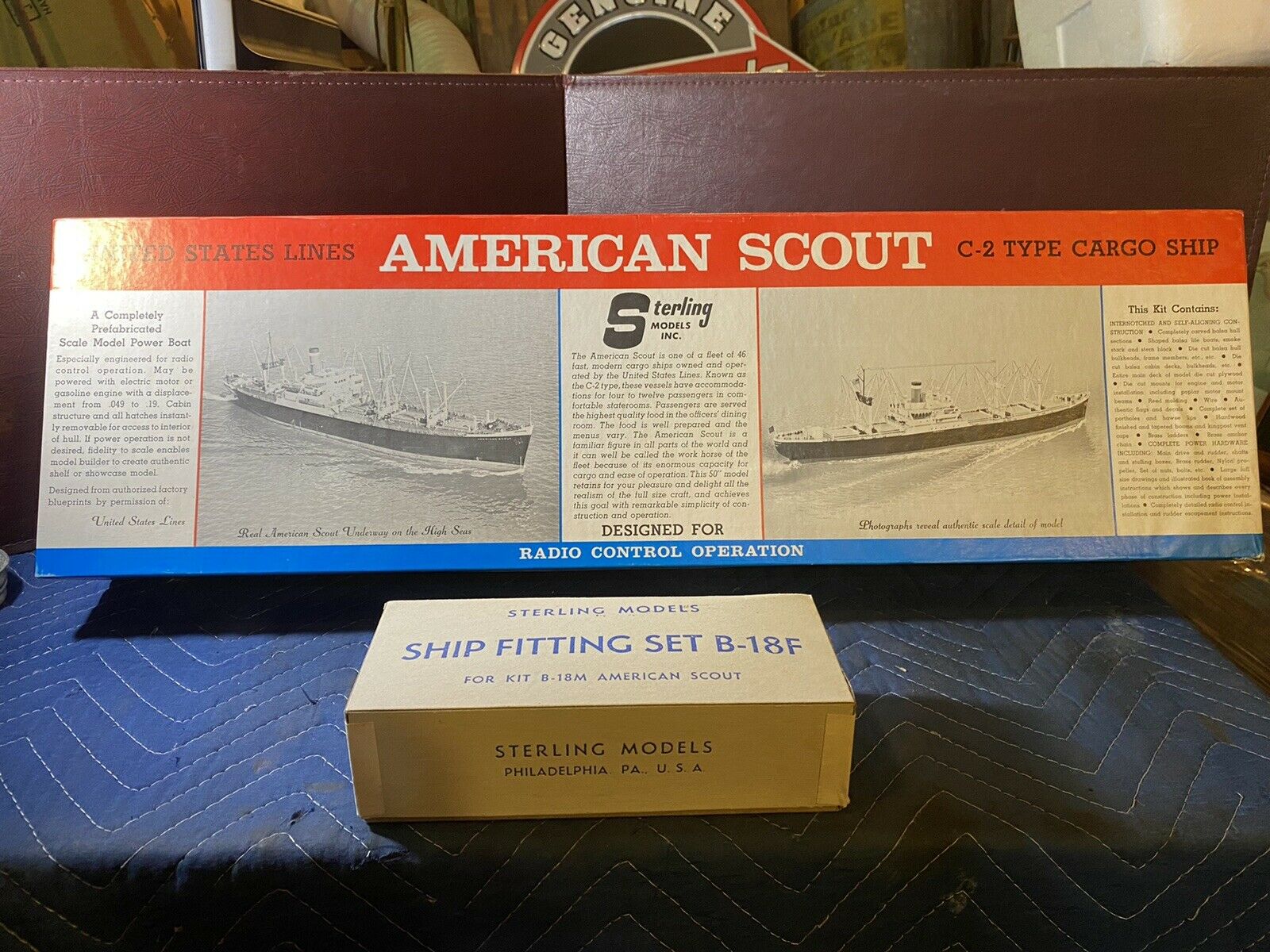 Sterling Models American Scout C-2 Type Cargo Ship 50” L 7 “ B Rc Operation Nib