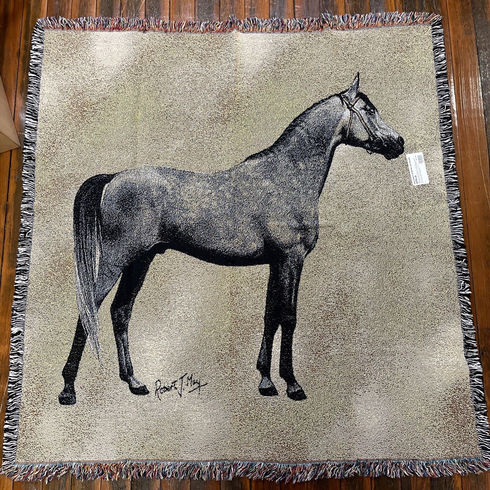 Endurance Arabian Horse Robert May Cotton Jacquard Woven Throw Lap Blanket New