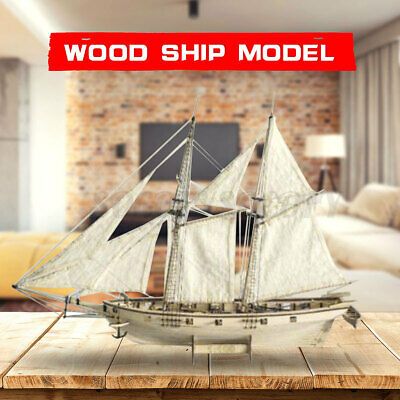 Scale 1:100 Wooden Wood Sailboat Ship Kits Boat Gift Home Decor Gift Hobby US