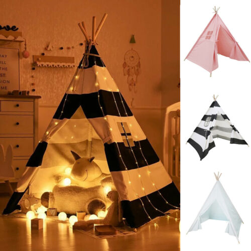 1.6M Large Canvas Children Indian Tent Teepee Play Sleeping Indoor Outdoor Dome