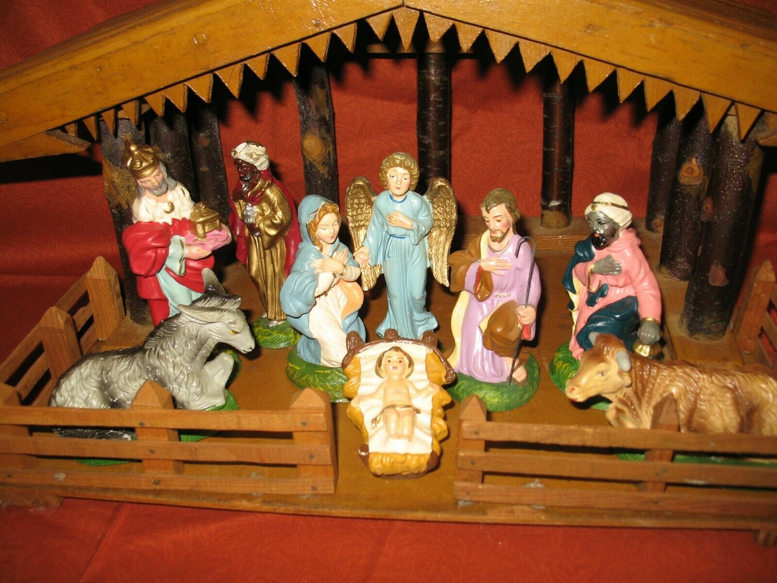 Vintage 10 Piece Nativity Manger Christmas Set Made In Italy