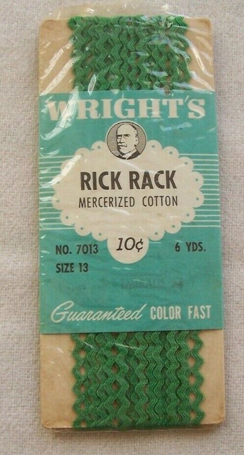 Vtg Card Wrights Emerald Cotton "baby" Rick Rack 4 Sewing Dolls Crafts 6 Yds