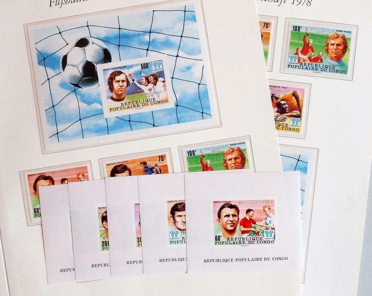 CONGO 1978 SOCCER Cpl XF Silver OVP MNH** Sheets + Perf+ImPerf Sets Football Spo