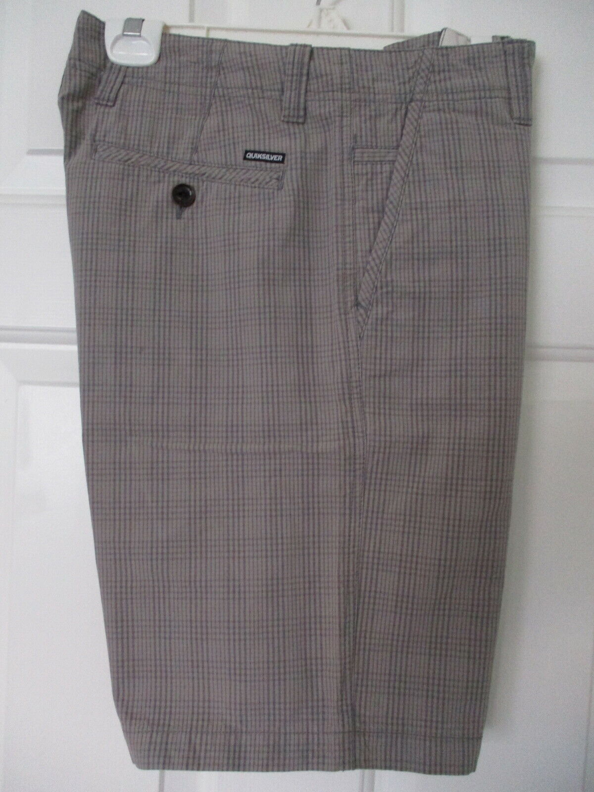 Quiksilver Young Mens Flat Front Green Gray Cotton Bermuda Short Pant - 30w-32w