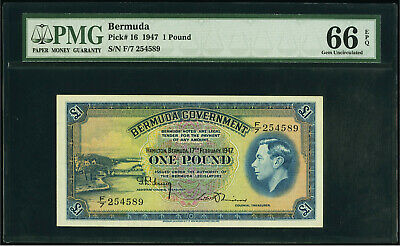 Bermuda 1947 One Pound QEII Pick-16 GEM UNC PMG 66 EPQ
