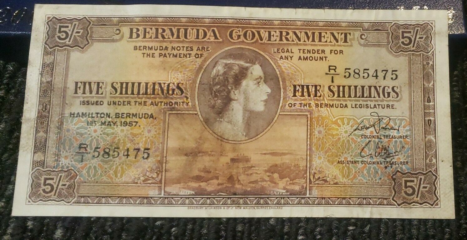 1957 BERMUDA 5 SHILLINGS NOTE - Nice Paper Quality - Nicer Note