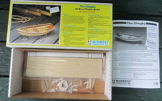Vintage "the Dinghy" Wood Model Midwest Products Ship Kit #950 Nib