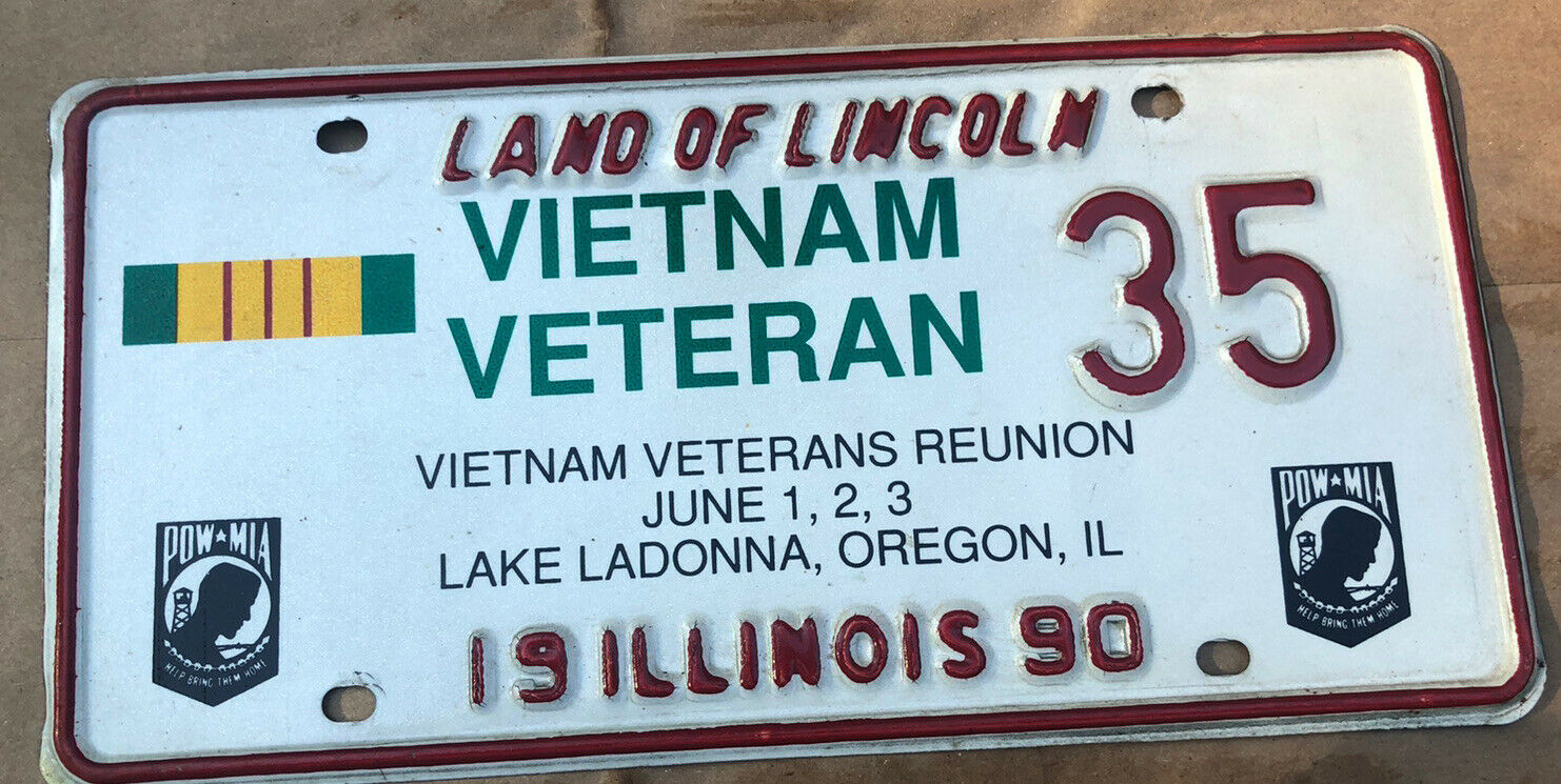 Illinois 1990 Vietnam Celebration License Plate # 35