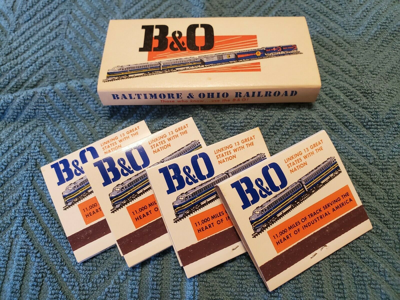 Rare Vintage B&o Baltimore & Ohio Railroad Matchbooks - 4 Pack With Sleeve