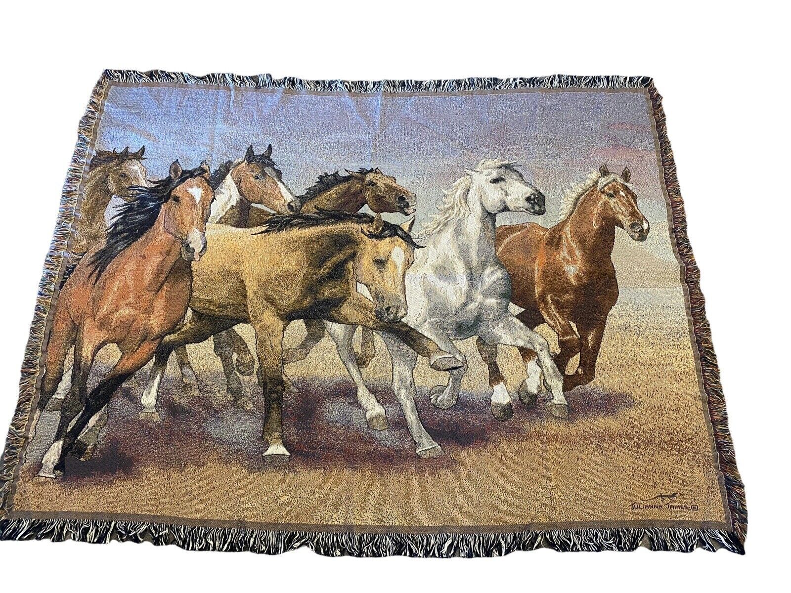 Blanket Running Wild Horses Western Tapestry Weave Throw Blanket Julianna James