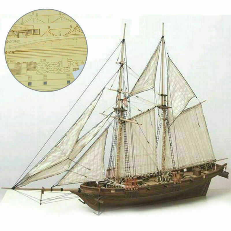 1:100 Wooden Ship Assembly Model DIY Kits Sailing Boat Two-masted handicraft