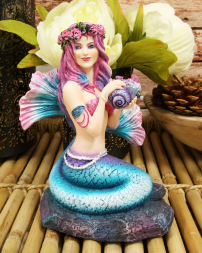 Colorful Pastel Nautical Siren Mermaid Ocean Spring Figurine Fantasy Sea Decor