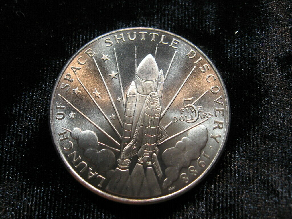 Old World Coin Marshall Islands $5 Nasa Discovery Space Shuttle 1988 (5)