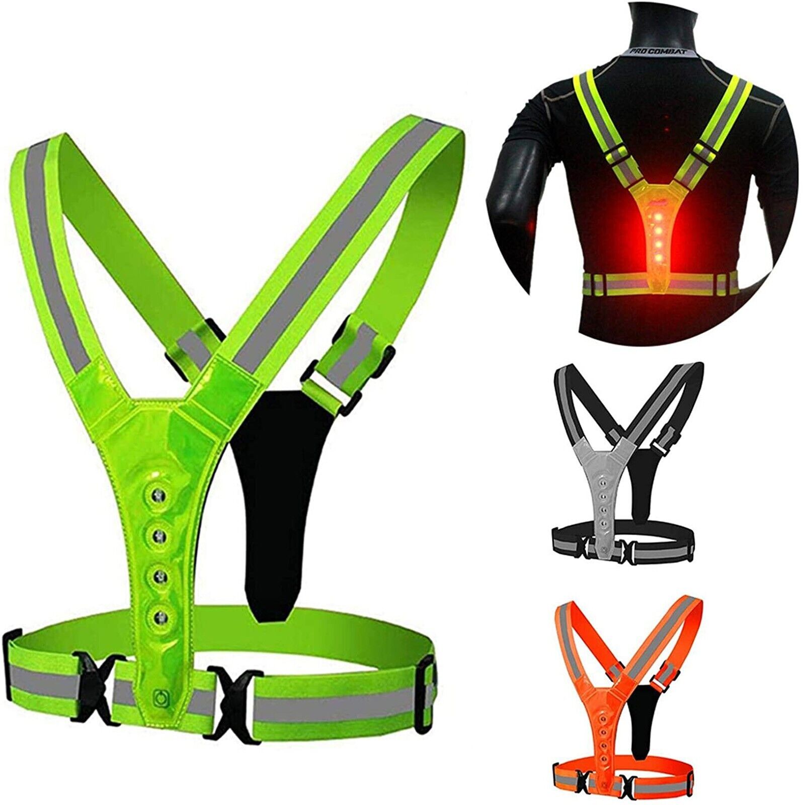 Visibility Neon Vest Reflective Belt Safety Vest Fit For Running Cycling Sports